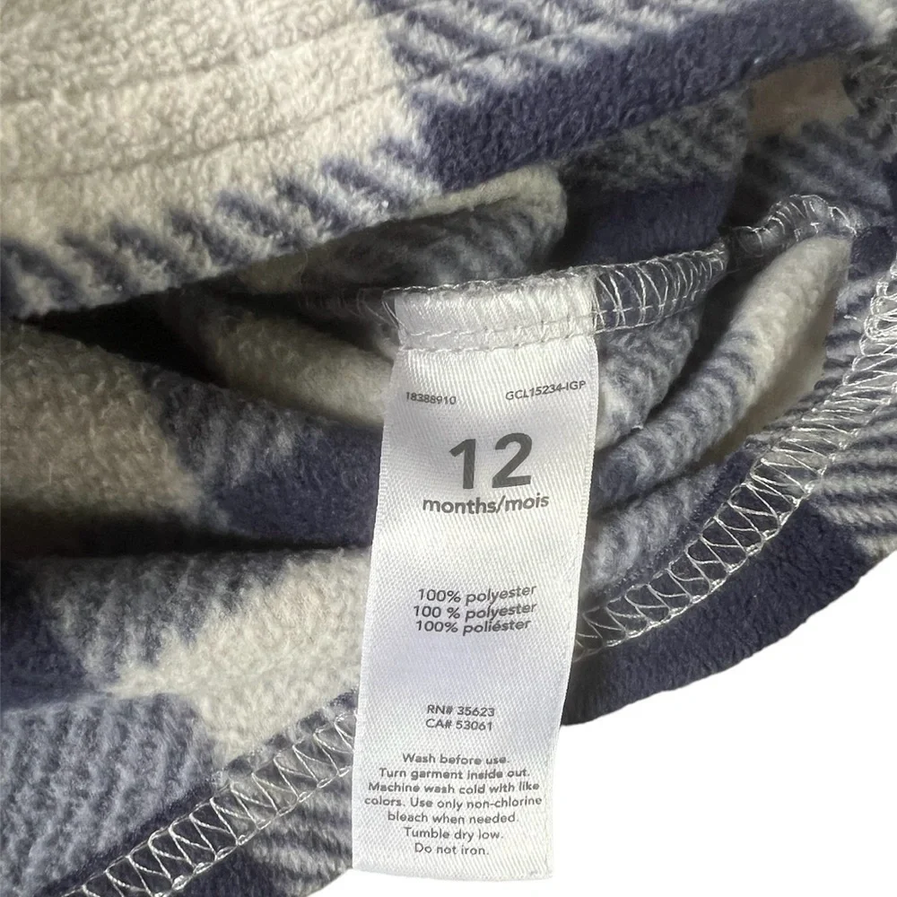 Carter’s Baby Boy Plaid Fleece Pullover -Size 12M